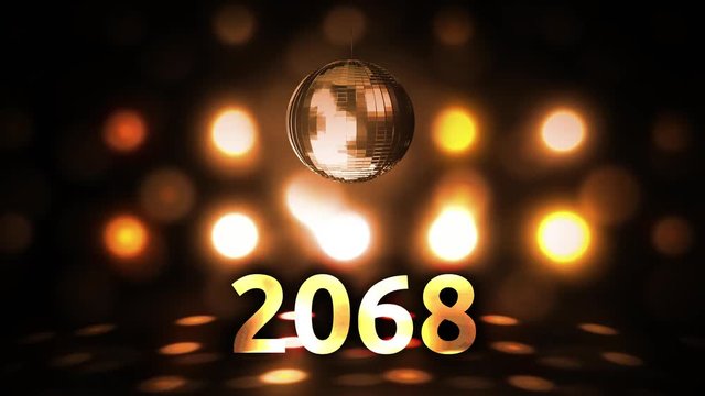 2068 New Years Eve Celebration background spinning Disco Ball Nightclub
