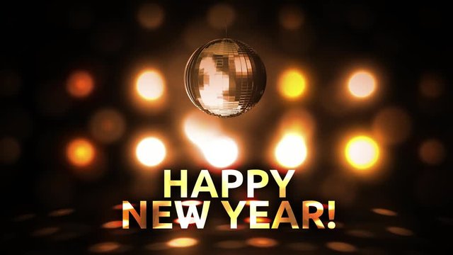 Happy New Years Eve Celebration Background Spinning Disco Ball Nightclub