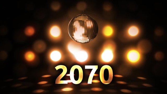 2070 New Years Eve Celebration background spinning Disco Ball Nightclub