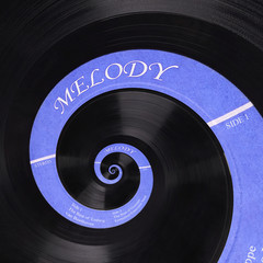 Abstract music vinyl disc spiral fractal background. Retro music vinyl disc abstract fractal. Vintage musical conceptual image swirl pattern background Spiral effect concept Label sticker music Melody