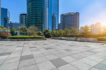 modern buildings and empty pavement in china..