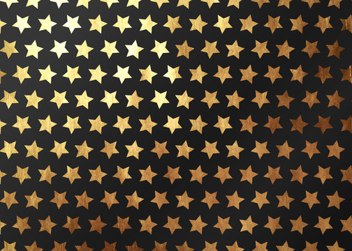 Seamless Pattern Vector Gold Stars On Black Background