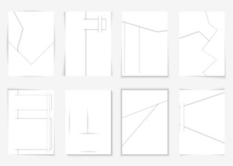 Abstract vector layout of the main page, brochures, banner, idea, cover, booklet, print, flyer, book, blank card, white cover page. International page size , A4 format. Set of eight samples.