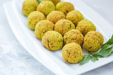 Fresh baked falafel with parsley