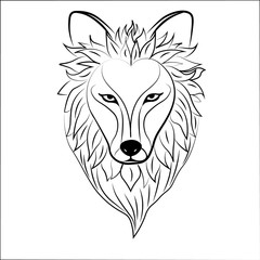 Wolf. Outline. Vector illustration.