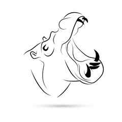 Hippo. Outline. Vector illustration.