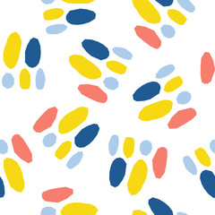 Abstract handmade umbrella and drop seamless pattern background. Childish handcrafted wallpaper for design card, baby nappy, diaper, scrapbook, holiday wrapping paper, textile, bag print, t shirt etc.