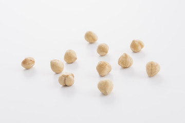 White background mixed nuts isolated