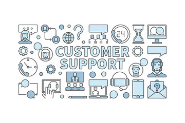 Customer support vector modern horizontal banner