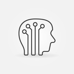 Human head with digital brain icon