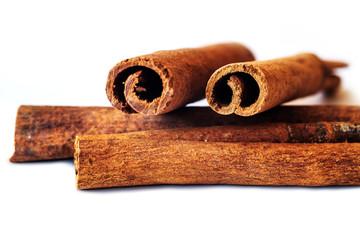 Cinnamon stick on white