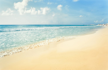 Paradise beach at caribbean coast of Mexico. Cancun, Mexico.