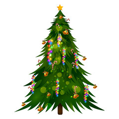 Decoration of pine tree for Happy New Year and Merry Christmas greeting