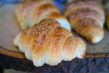 Freshly baked French croissants