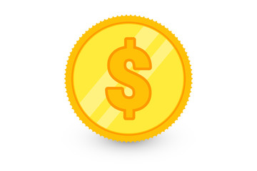 realistic gold coin icon. Vector isolated on white background.