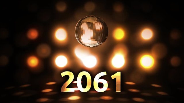 2061 New Years Eve Celebration background spinning Disco Ball Nightclub