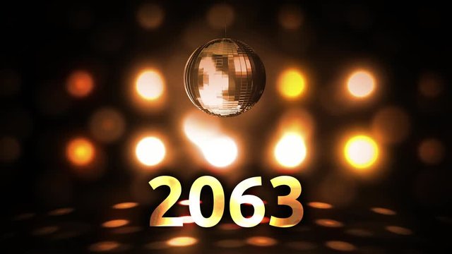 2063 New Years Eve Celebration background spinning Disco Ball Nightclub