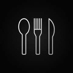 Spoon fork and knife linear icon or sign