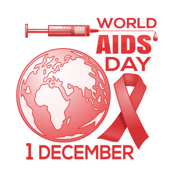 World AIDS Day concept logo design. 1 December. Hope for a cure. Vector illustration