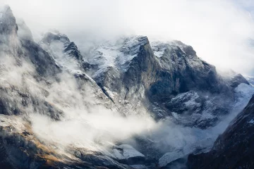 Gordijnen beautiful snow caped mountain peak in Switzerland © Angelov