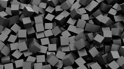 Black cubes background. 3D Rendering.