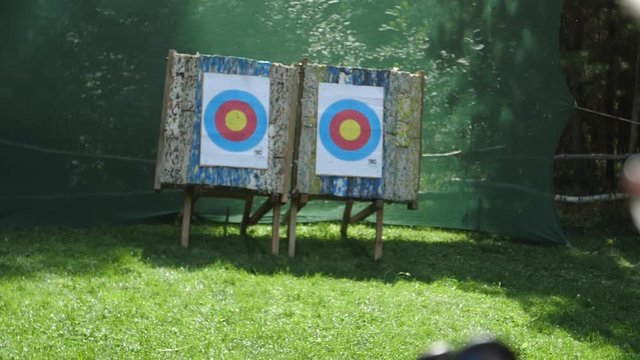 Man shoots a crossbow