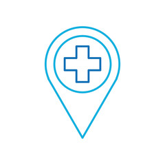 Obraz premium map pointer icon with cross hospital symbol position vector illustration