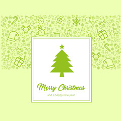 Design Gru&szlig;karte zu Weihnachten mit Icons und Merry Christmas