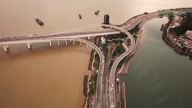 Macau Highway Stack Interchange from above - Avenida Panoramica do Lago Sai Van