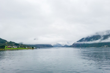 The road from Stavanger to Preikestolen through the fjords