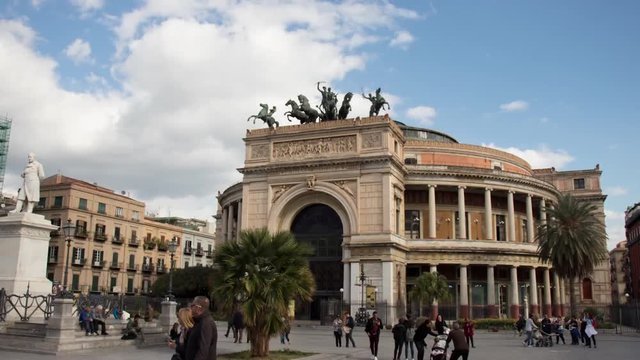 Hyper Lapse of the Politeama Theatre of Palermo, in Sicily, Italy.