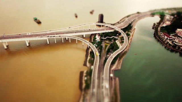 Miniature Highway Stack Interchange (tilt-shift)  Avenida Panoramica do Lago Sai Van
