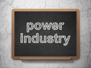 Fototapeta premium Manufacuring concept: text Power Industry on Black chalkboard on grunge wall background, 3D rendering