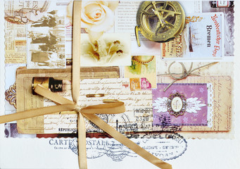 Decorative paper card with golden bow