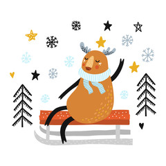 vector sledging deer