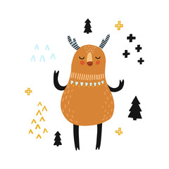Cute deer. Vector illustratiob for nursery poster