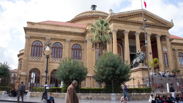 Hyper Lapse of the Massimo Theatre of Palermo, in Sicily, Italy.