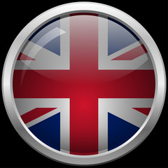 UK flag glass button vector illustration
