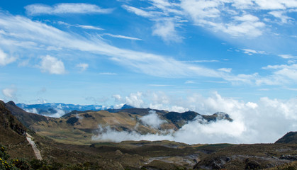 Clouds in the mountain range of the Colombian zone cafetera near the town of Manizales