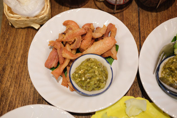 Green chili dip as Nam Prik Num