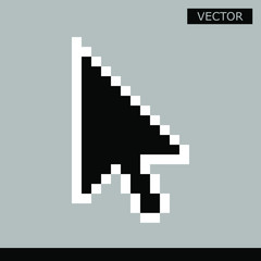 Fototapeta premium Black pixel cursor arrow vector icon