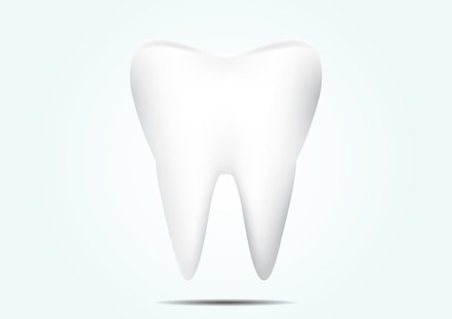 Tooth on pale blue background, dental concept vector illustration