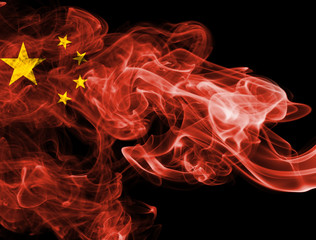 China flag smoke