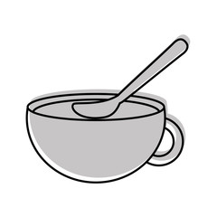 cup of beverage with spoon refreshment aroma liquid vector illustration