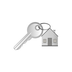 Keychain with house and two keys isolated