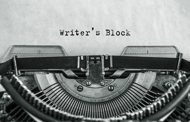 Writers Block typed words on a Vintage Typewriter