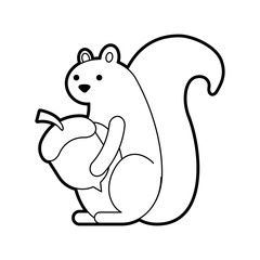 autumn season squirrel holdign acorn forest vector illustration
