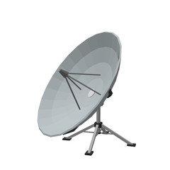 Satellite dish antenna. Isolated on white background. 3D Vector illustration.