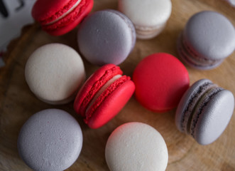 delicious macaroni lie on the Christmas table waiting for guests, gray, green, milky