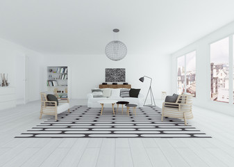 Render of minimalistic room interior